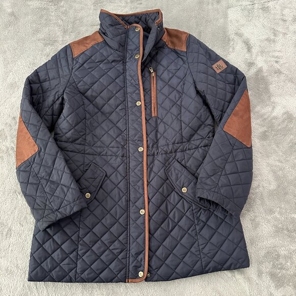 Lauren Ralph Lauren Jackets & Blazers - Lauren Ralph Lauren Faux Leather Trimmed Quilted Jacket Coat MEDIUM *no hood